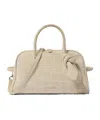 Jacquemus Croc-embossed Leather Shoulder Bag With Knotted Handle In Neutral