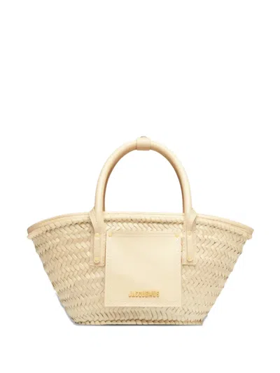 Jacquemus Small Soli Woven Tote Bag In Neutral