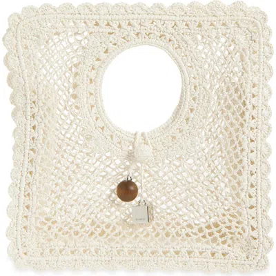 Jacquemus La Spiaggia Embellished Lace-raffia Bag In White