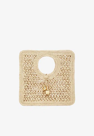 Jacquemus Small Square Spiaggia Handbag In Sand
