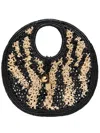 Jacquemus Le Petit Round Spiaggia Raffia Tote Bag In Black