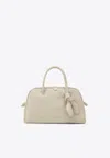 Jacquemus Small Turismo Croc-embossed Suede Handbag In White