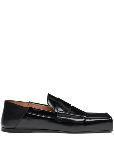 Jacquemus Smooth Leather Square Moccasin Shoes In Black