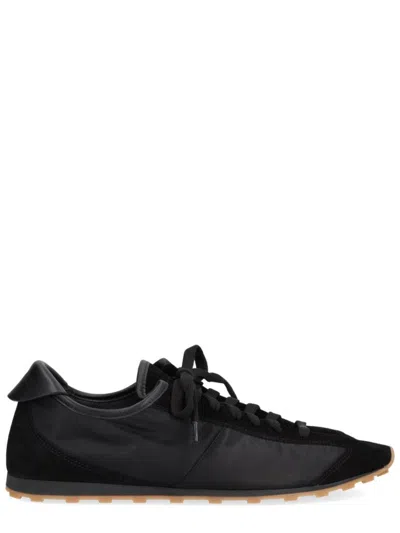 Jacquemus Smooth Suede-textured Sneakers With Contrasting Rubber Sole In Black