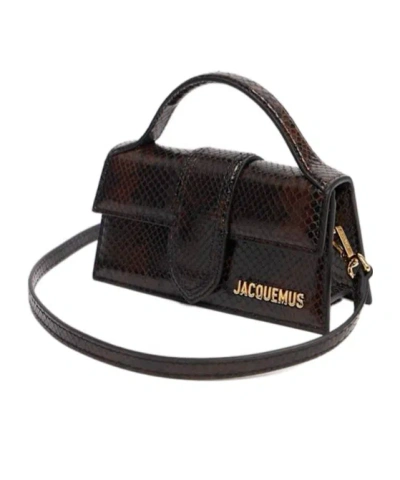 Jacquemus Snake Effect Leather Bag In Black
