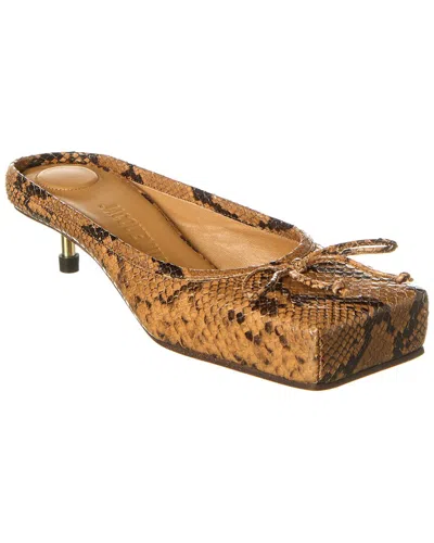 JACQUEMUS SNAKE-EMBOSSED LEATHER MULE
