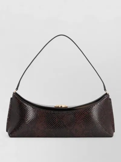 Jacquemus Snake Print Shoulder Bag Gold Tone Hardware In Brown