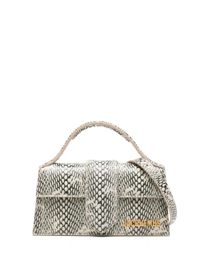 Jacquemus Snake-print Top-handle Tote Bag In Neutral