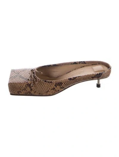 Pre-owned Jacquemus Snakeskin Animal Print Mules In Brown
