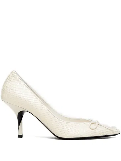 Jacquemus Snakeskin Bow Pumps In Neutral