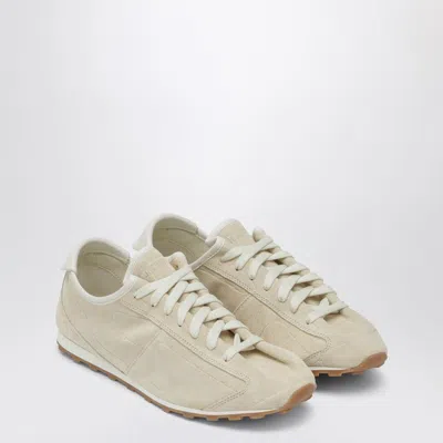 Jacquemus Sneaker Tennis In Ivory Crocodile Effect Suede In Neutral