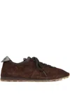 Jacquemus The Tennis Leather-trimmed Croc-effect Suede Sneakers In Brown