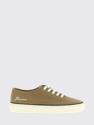 Jacquemus Cotton Low-top Sneakers With Embroidered Logo In Brown
