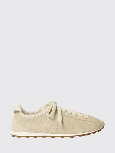 Jacquemus Sneaker Tennis In Ivory Crocodile Effect Suede Women In Neutral