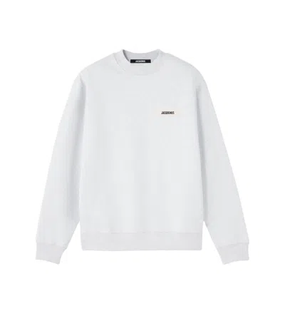 Jacquemus Soft-cut Sweatshirt With Gros-grain Logo Detail In White