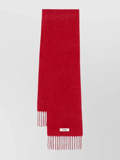 Jacquemus Soft Fringed Scarf For Everyday Wear In Red
