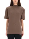Jacquemus Ribbed Slim-fit Mock-neck Short-sleeve Wool-cashmere Jersey In Brown