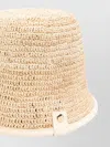 Jacquemus Soli Cap With Leather Trim And Woven Texture In Yellow
