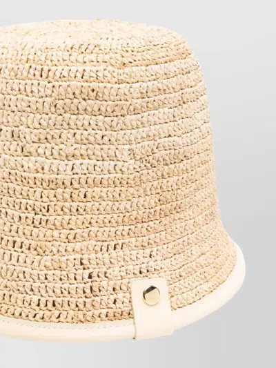 Jacquemus Soli Cap With Leather Trim And Woven Texture In Black