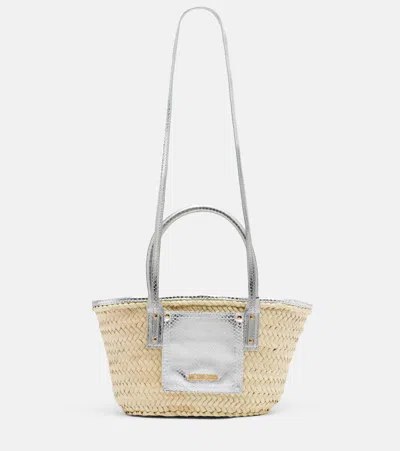 Jacquemus Soli Small Croc-effect Raffia Basket Bag In Neutral