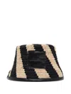Jacquemus Soli Striped Bucket Hat In Schwarz