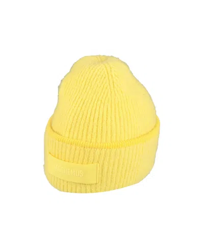 Jacquemus Solid Color Knitted Hat In Yellow