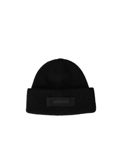Jacquemus Solid Color Logo Cap In Black