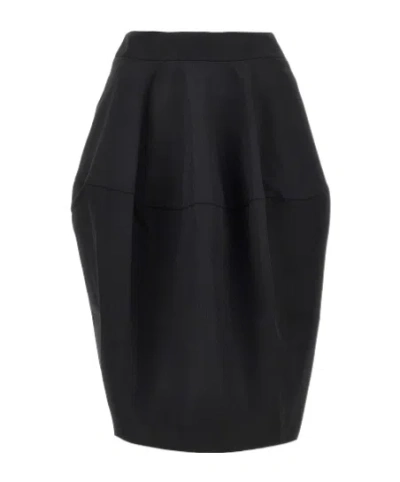 Jacquemus Solid Color Midi Skirt In Black