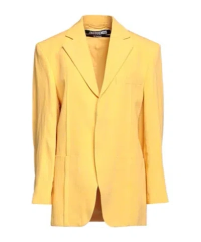 Jacquemus Solid Color Single-breasted Blazer In Yellow