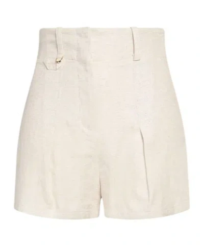 Jacquemus Solid Color Wool Shorts In Neutral