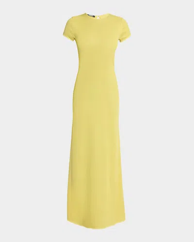 Jacquemus Solid Knitted Maxi Dress In Yellow
