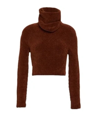 Jacquemus Solid-color Knitted High Neck In Brown