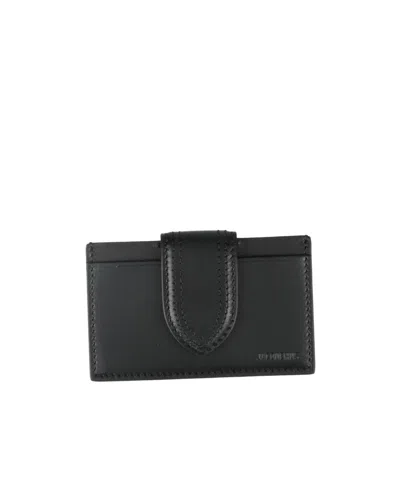 Jacquemus Solid-color Leather Card Holder In Black