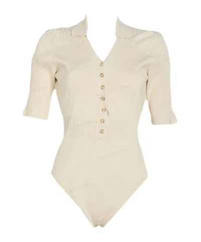Jacquemus Solidcolor Shortsleeve Bodysuit In Neutral