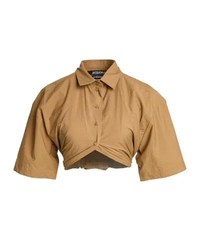Jacquemus Solid-color Short-sleeved Shirt In Yellow