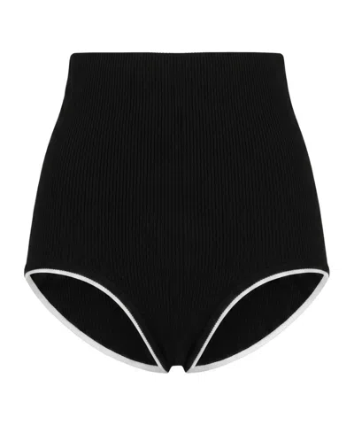 Jacquemus Solid-colored Knit Hot Pants In Black