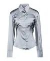 Jacquemus Solid-colored Satin Shirt In Grey