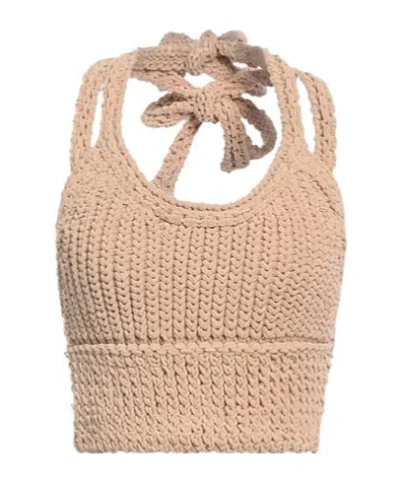 Jacquemus Solid-colored Sleeveless Short Top In Brown