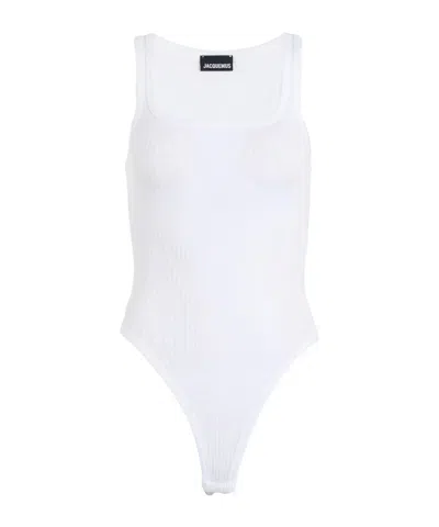 Jacquemus Solid-colored Sleeveless Stretch Bodysuit In White