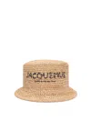 Jacquemus Le Bob Pesco Raffia Effect Bucket Hat In Brown