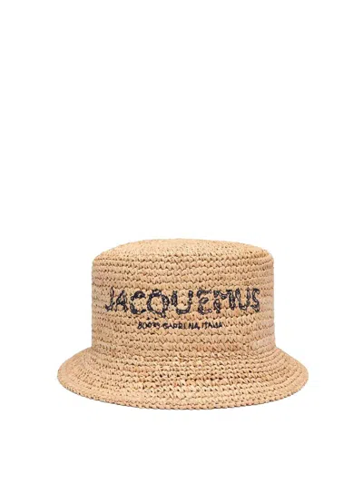 Jacquemus Le Bob Pesco Raffia Effect Bucket Hat In Natural