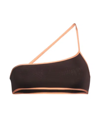 Jacquemus Spaghetti Strap Bikini Top In Brown