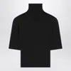 Jacquemus High-neck Cropped Top With Padded-shoulders In Black
