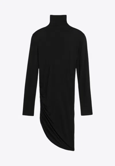Jacquemus Spallina Draped Mini Dress In Black