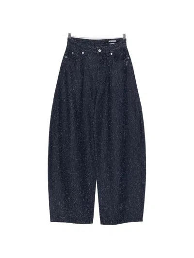Jacquemus Speckled Denim Jeans In Black