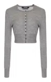 Jacquemus Spiaggia Cropped Wool-blend Cardigan In Grey