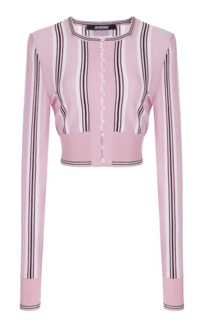 Jacquemus Pink Virgin Wool Le Cardigan Spiaggia Cardigan In Multi