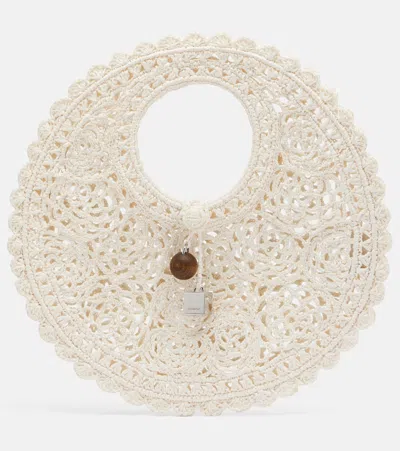 Jacquemus Le Petit Rond Spiaggia Raffia Basket Bag In Neutral