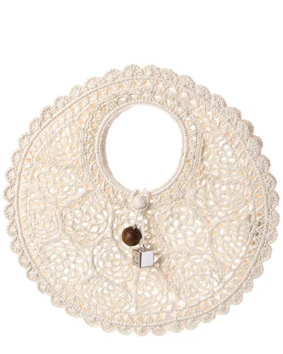 Jacquemus Spiaggia Small Raffia Round Tote In Neutral