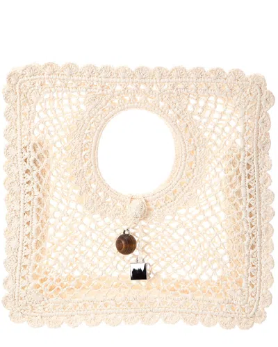 Jacquemus Spiaggia Small Raffia Square Tote In Neutral